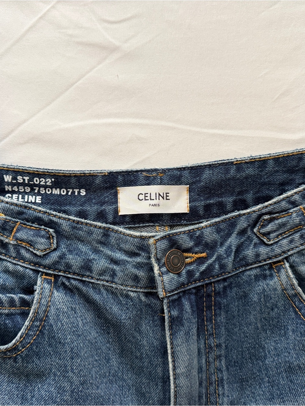 Celine Straight-Leg Mid Blue Jeans with Gold Chain Detailing - Picture 2 of 4